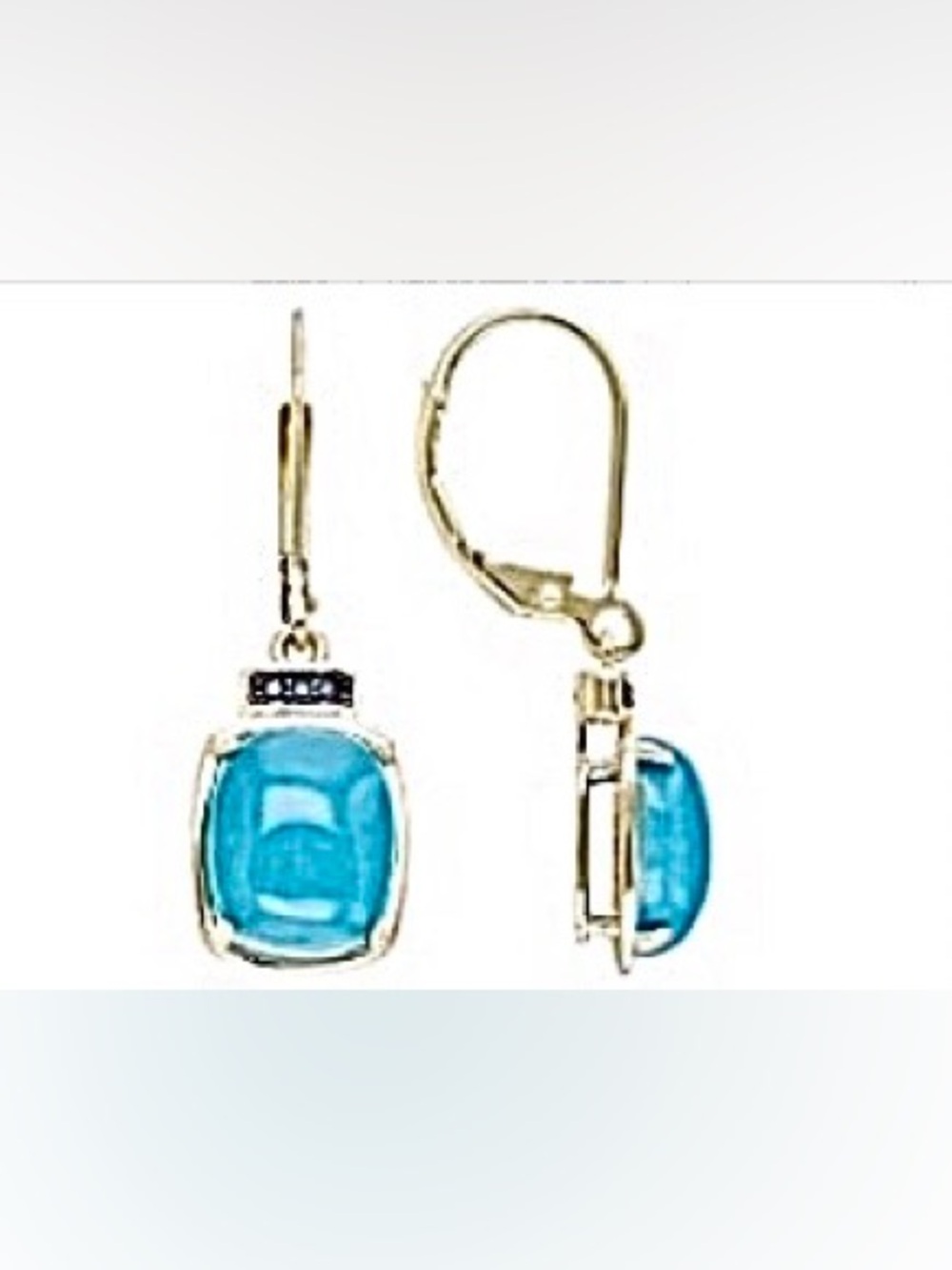 Sleeping Beauty Turquoise & 0.02CTW Blue Diamond 14K Gold Dangle Earrings